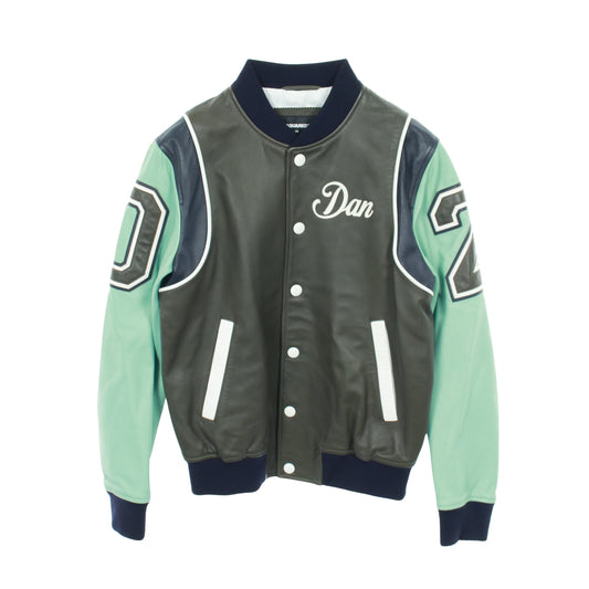 スタジャン レザー カーキグリーン ネイビー ターコイズブルー ディースクエアード