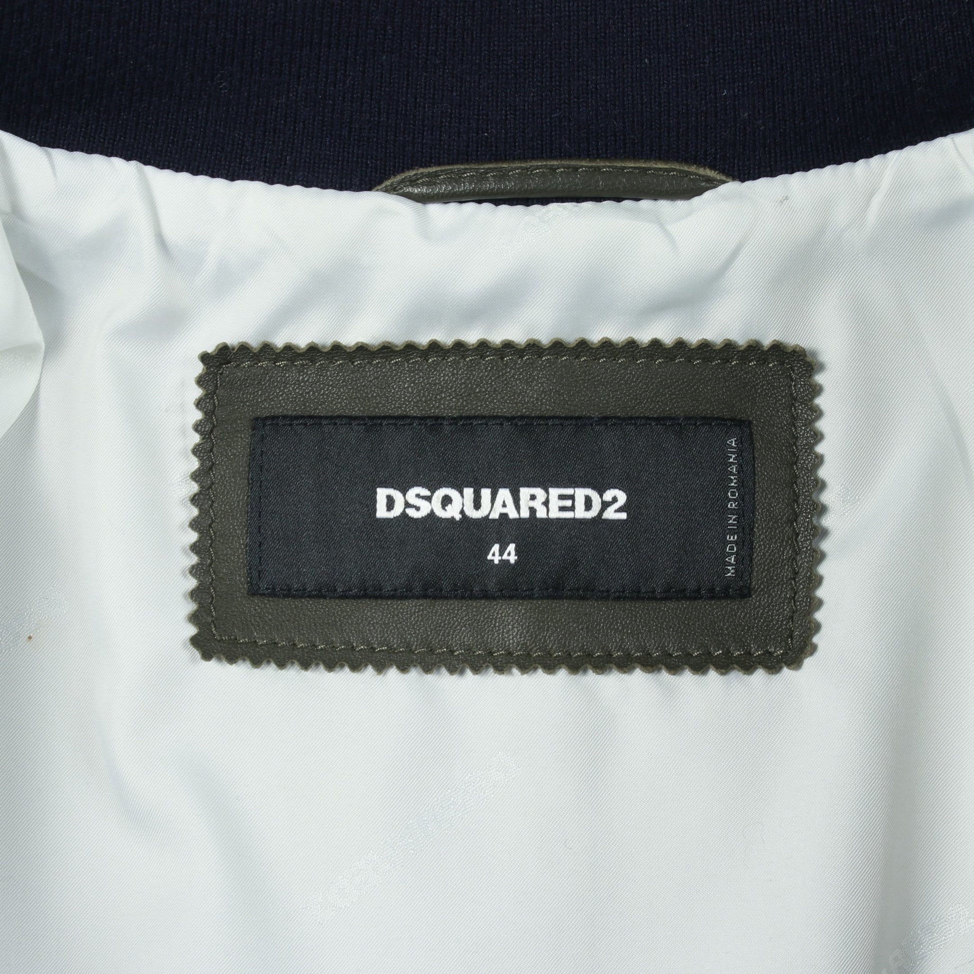 スタジャン レザー カーキグリーン ネイビー ターコイズブルー ディースクエアード アウター DSQUARED2