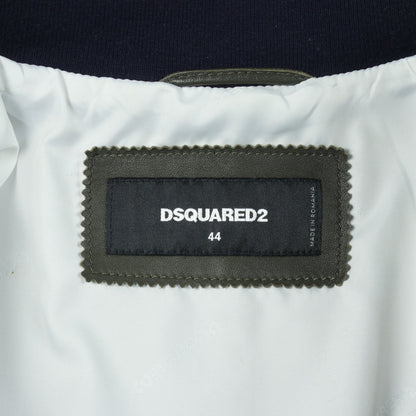 スタジャン レザー カーキグリーン ネイビー ターコイズブルー ディースクエアード アウター DSQUARED2