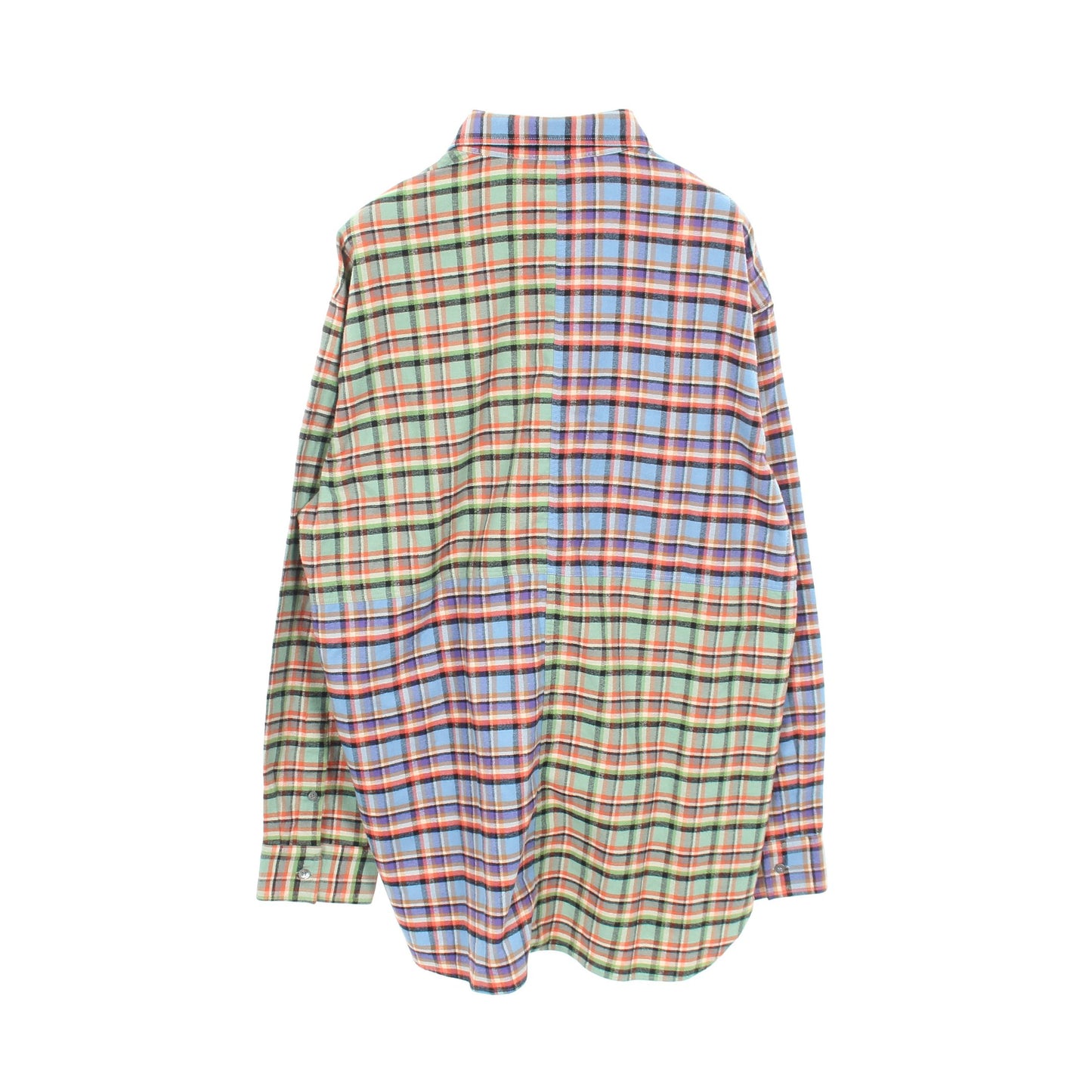 パッチワークシャツ ネルシャツ 長袖 チェック コットン ブルー グリーン マルチカラー マルニ トップス MARNI