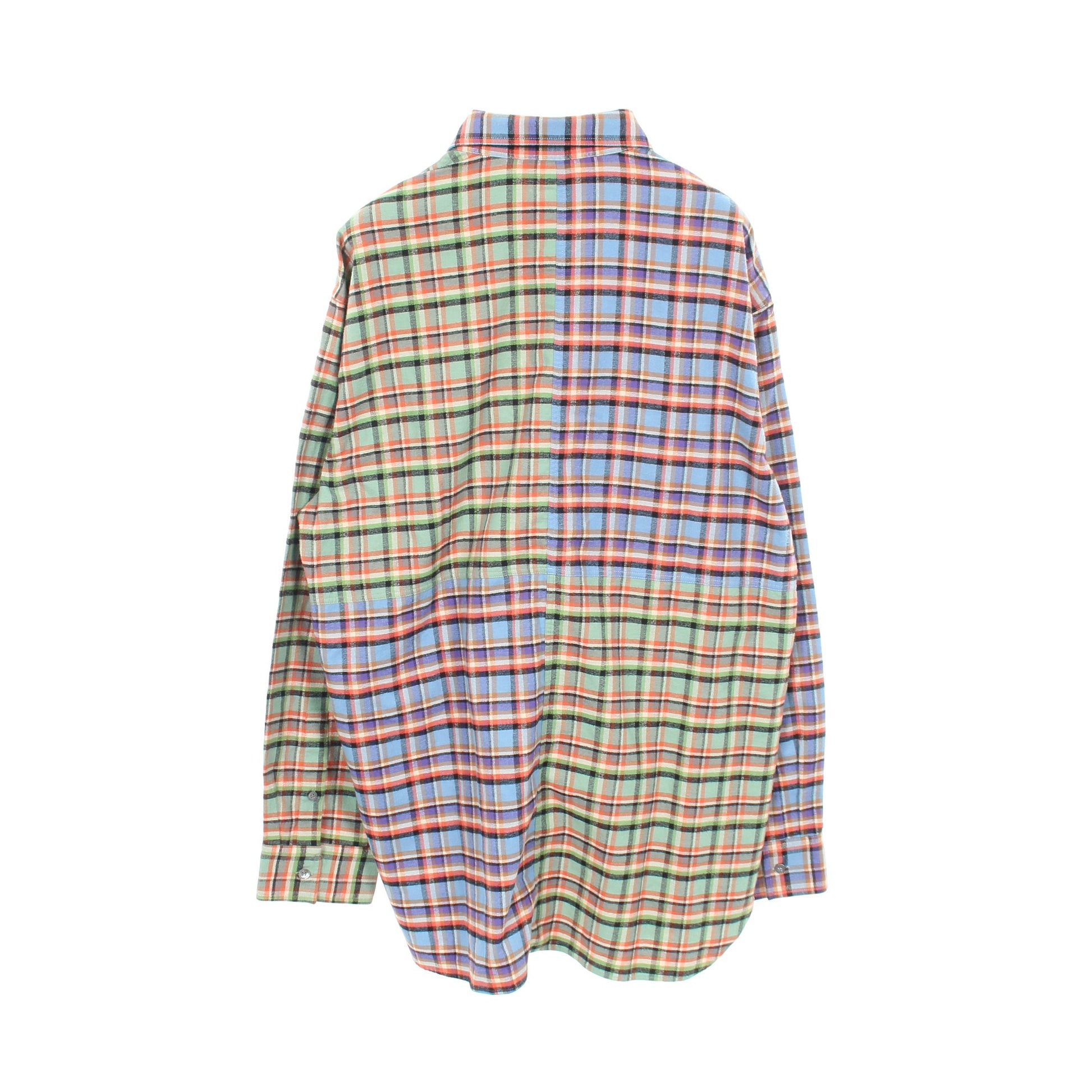 パッチワークシャツ ネルシャツ 長袖 チェック コットン ブルー グリーン マルチカラー マルニ トップス MARNI