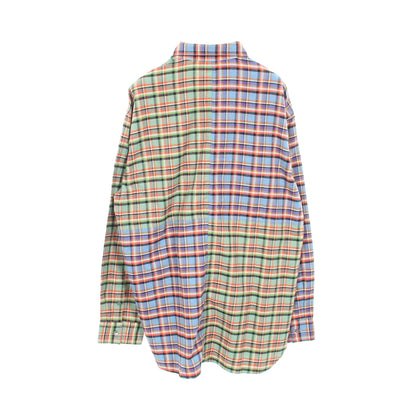 パッチワークシャツ ネルシャツ 長袖 チェック コットン ブルー グリーン マルチカラー マルニ トップス MARNI