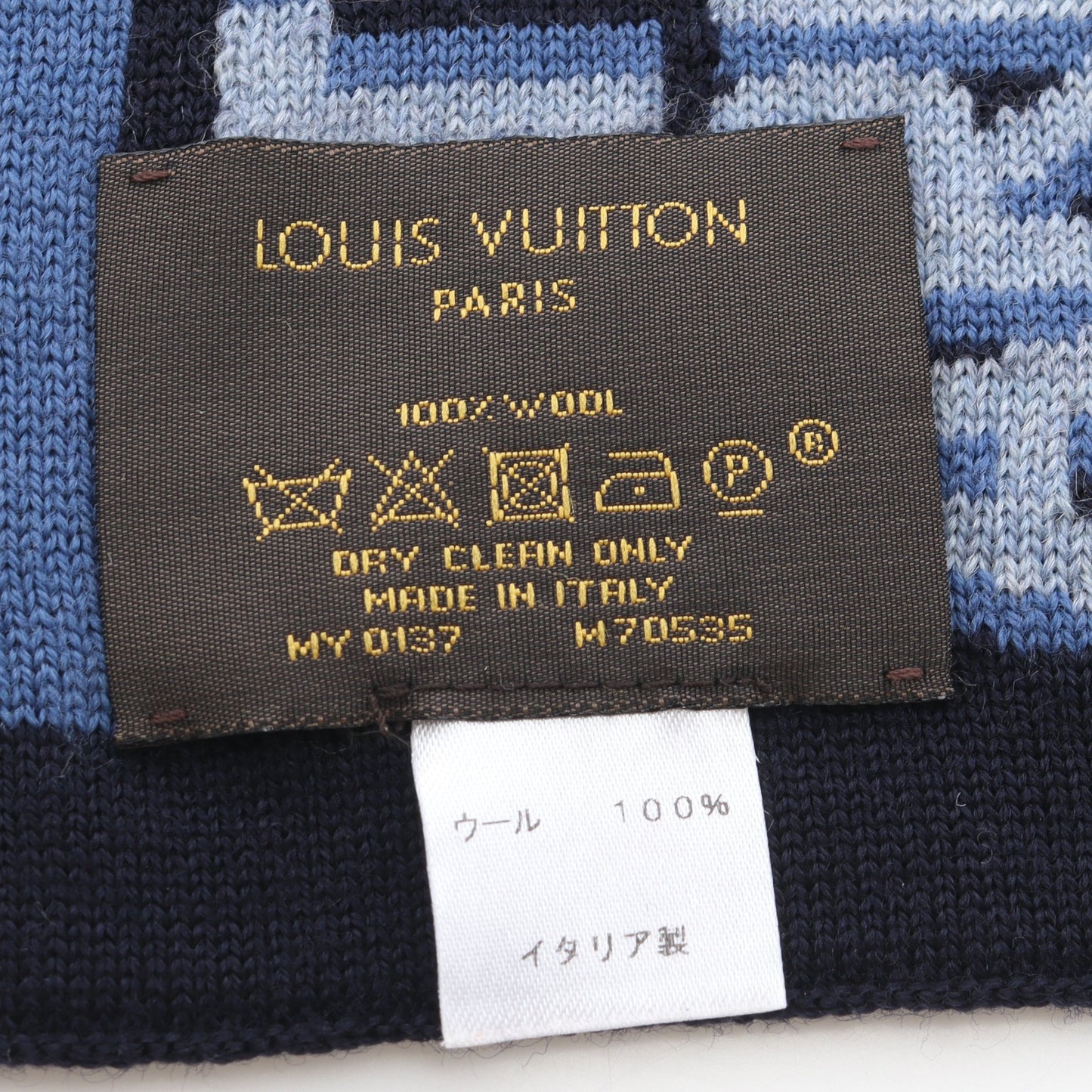 エシャルプ LVタグ マフラー ウール ネイビー ブルー ルイヴィトン 財布・小物 LOUIS VUITTON