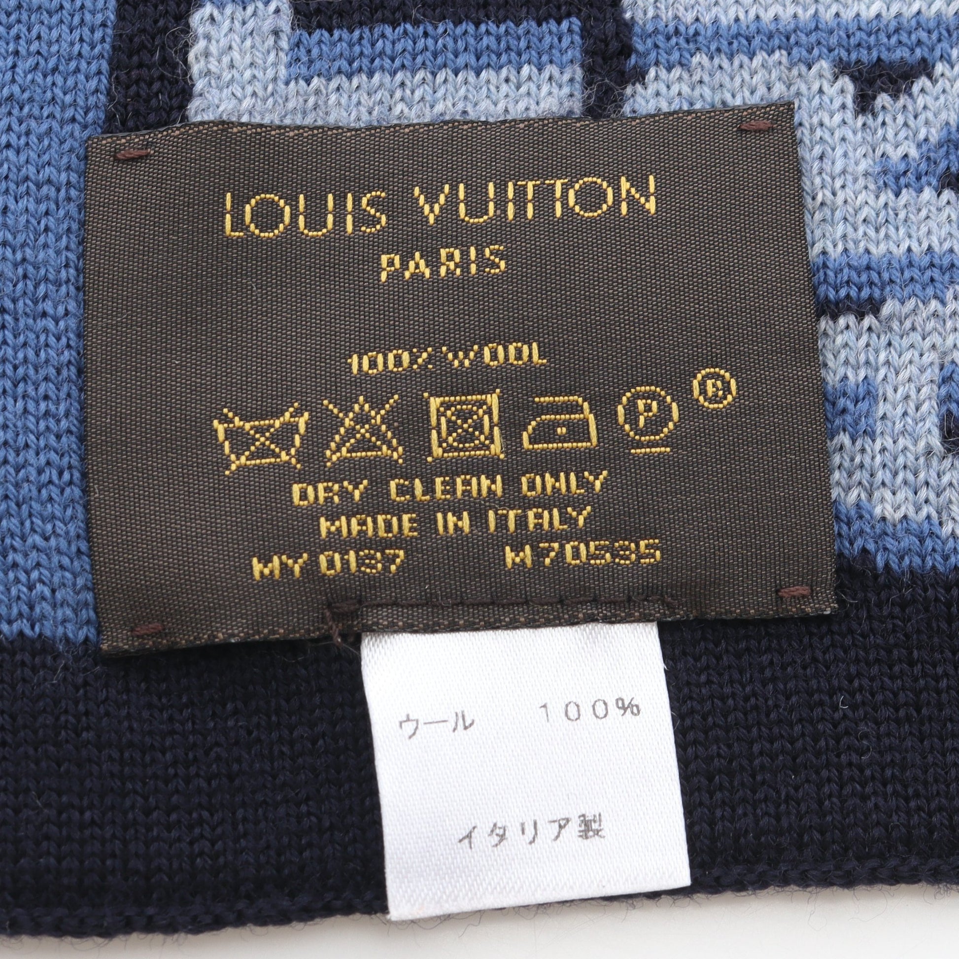 エシャルプ LVタグ マフラー ウール ネイビー ブルー ルイヴィトン 財布・小物 LOUIS VUITTON
