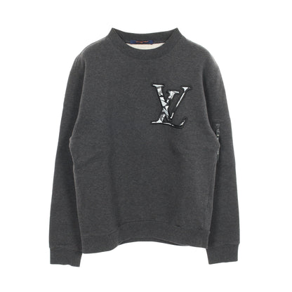 LVロゴ スウェットシャツ クルーネック コットン グレー 裏起毛 ルイヴィトン トップス LOUIS VUITTON