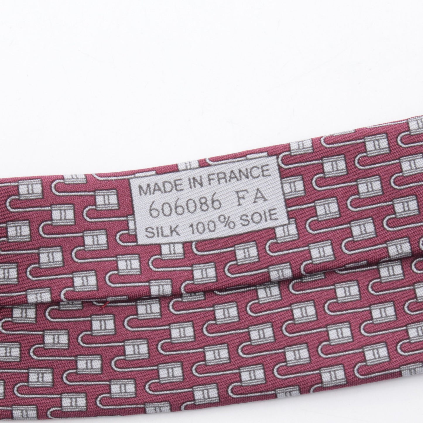 ネクタイ カデナ柄 シルク ボルドー グレー エルメス 財布・小物 HERMES