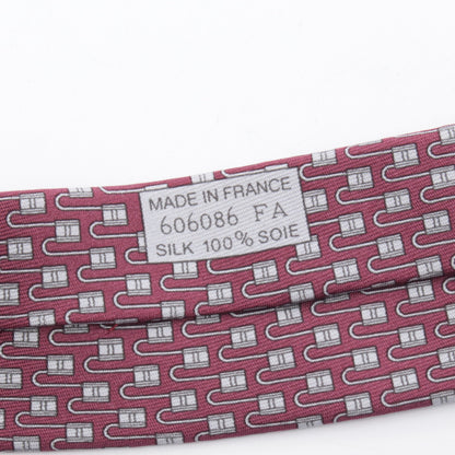 ネクタイ カデナ柄 シルク ボルドー グレー エルメス 財布・小物 HERMES