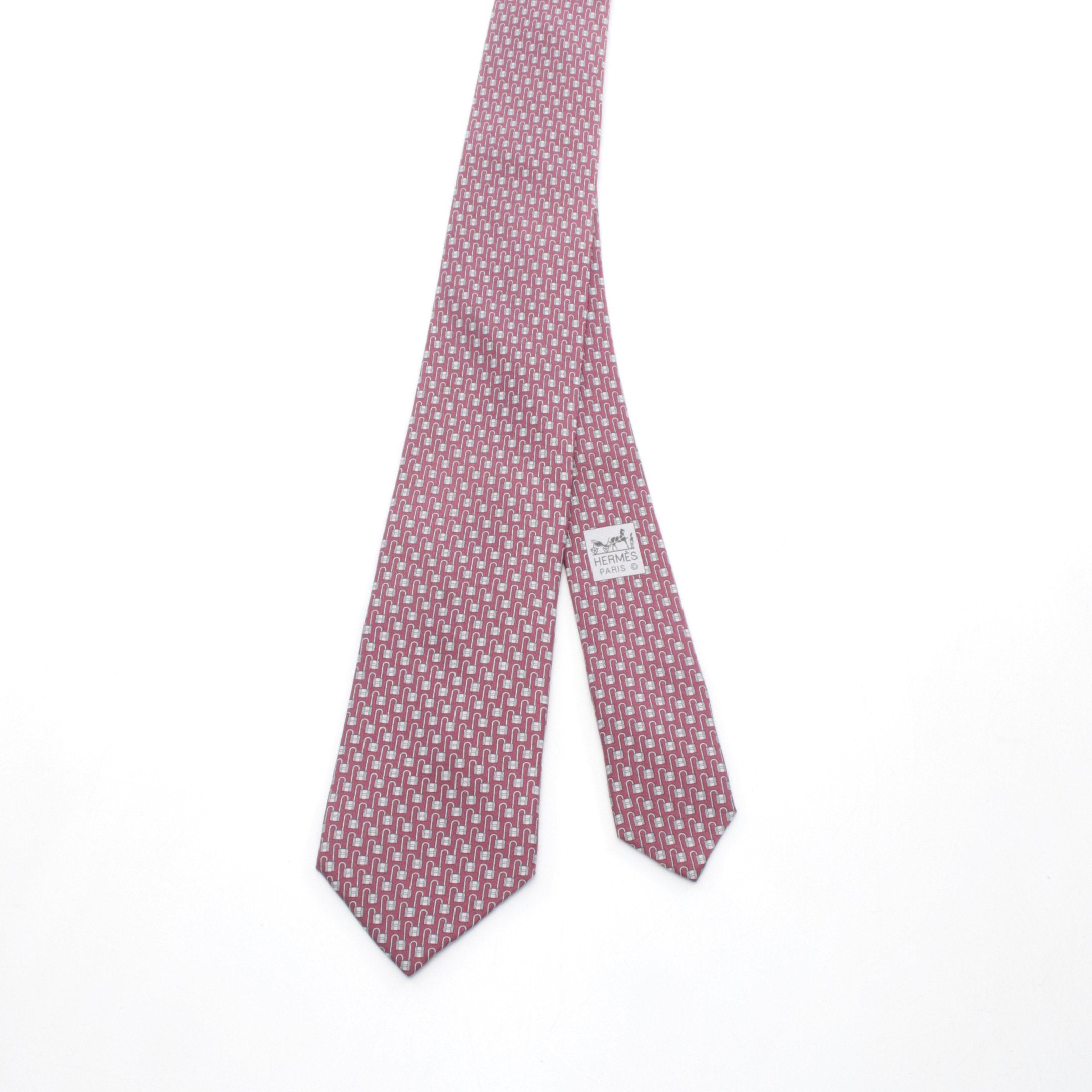 ネクタイ カデナ柄 シルク ボルドー グレー エルメス – RECLO