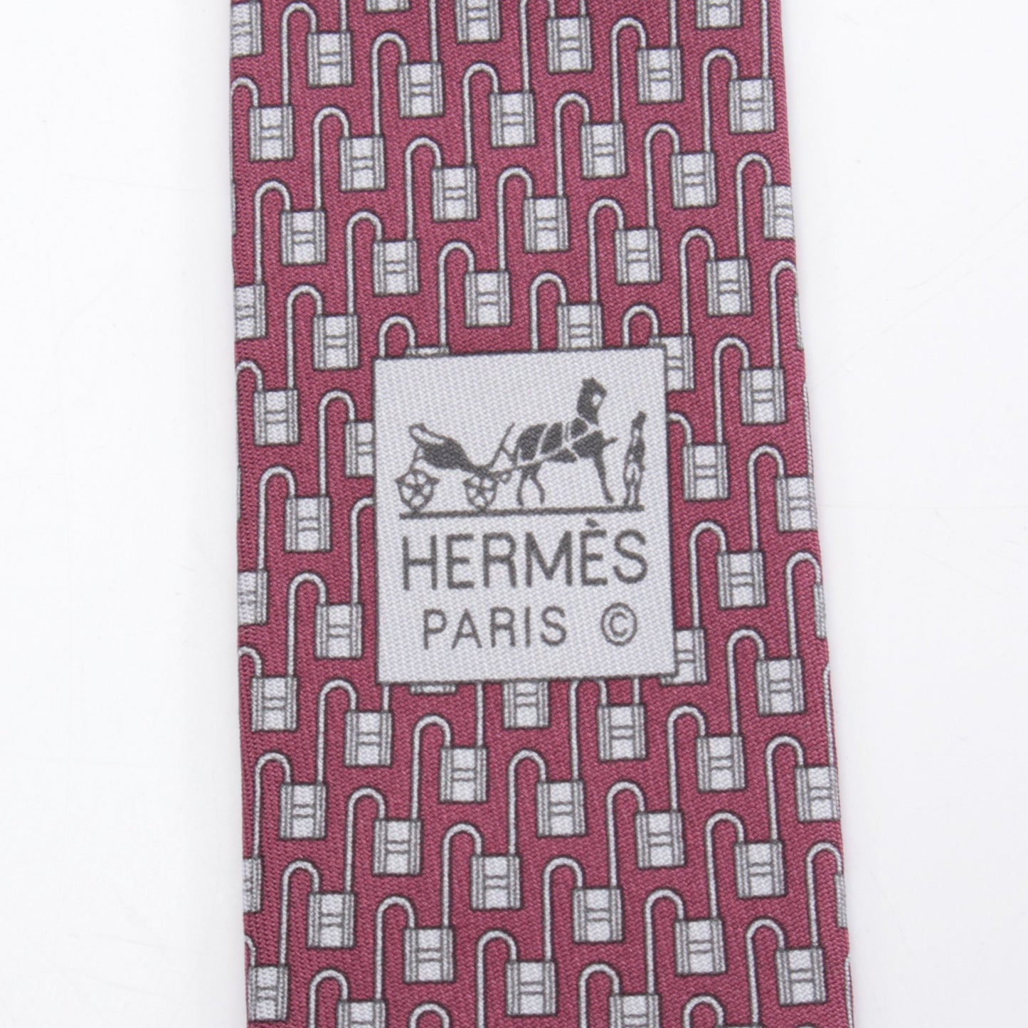 ネクタイ カデナ柄 シルク ボルドー グレー エルメス 財布・小物 HERMES