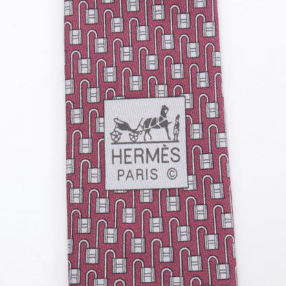 ネクタイ カデナ柄 シルク ボルドー グレー エルメス 財布・小物 HERMES