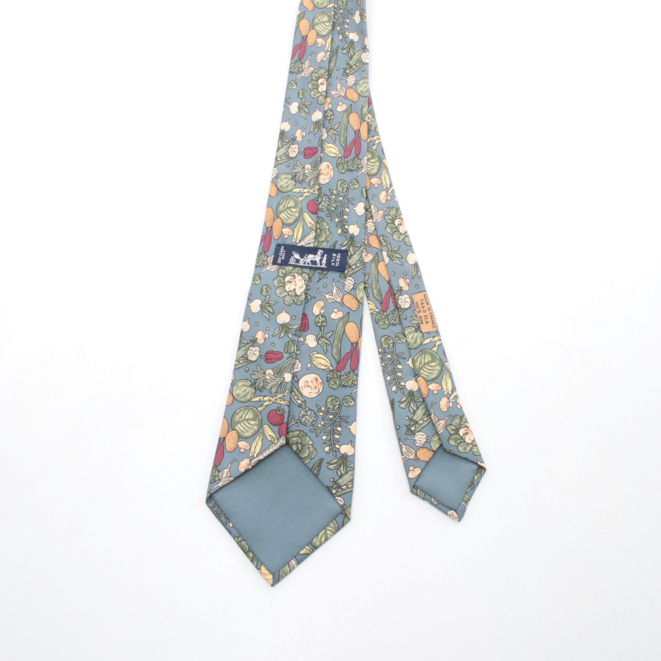 ネクタイ 野菜柄 シルク ブルーグレー マルチカラー エルメス – RECLO