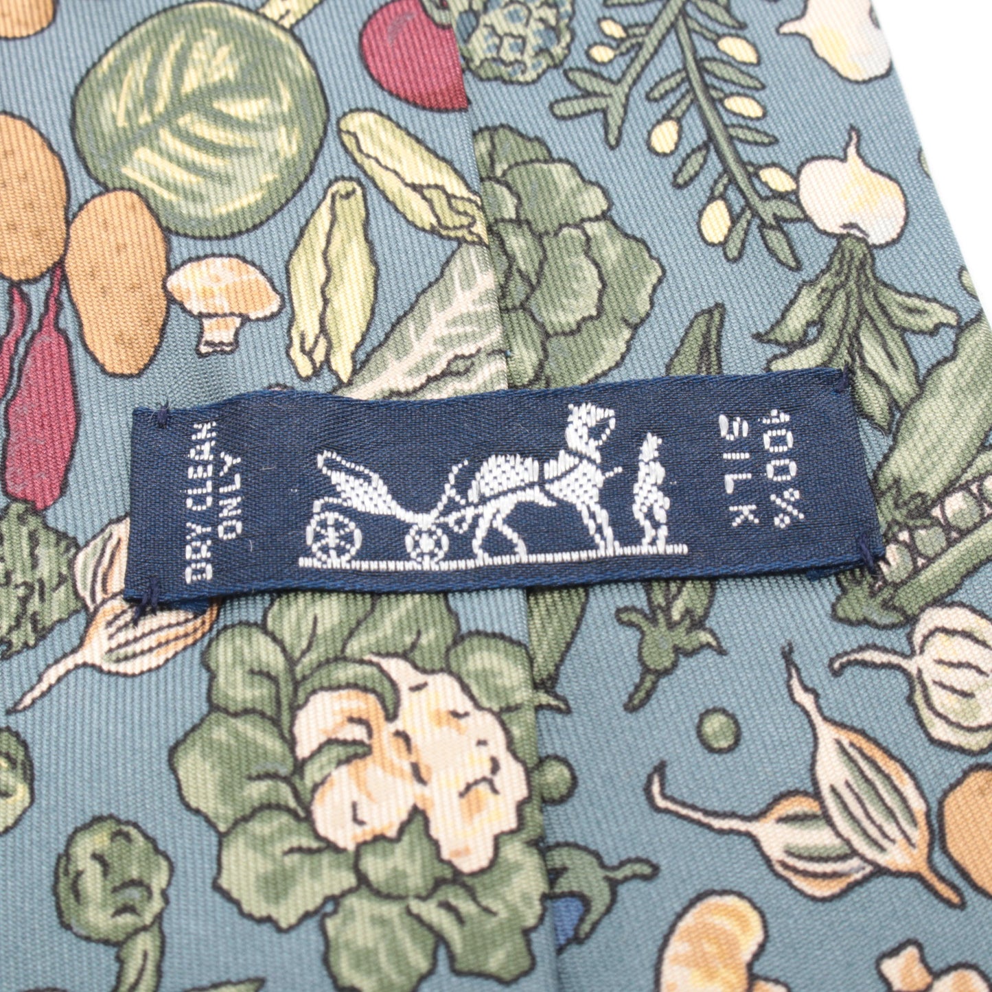 ネクタイ 野菜柄 シルク ブルーグレー マルチカラー エルメス 財布・小物 HERMES