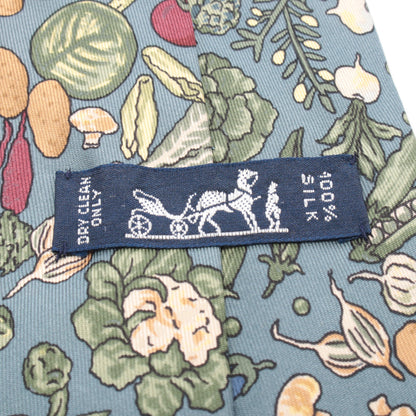 ネクタイ 野菜柄 シルク ブルーグレー マルチカラー エルメス 財布・小物 HERMES