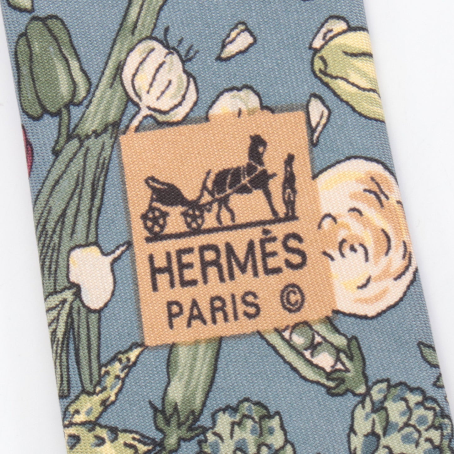 ネクタイ 野菜柄 シルク ブルーグレー マルチカラー エルメス 財布・小物 HERMES
