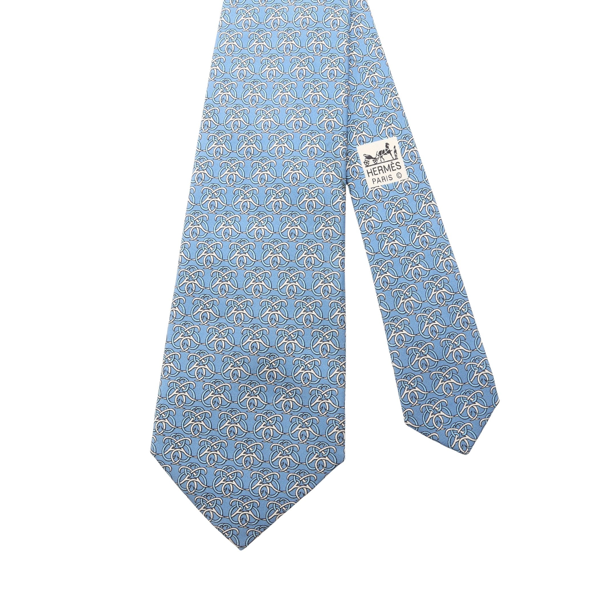 ネクタイ 総柄 シルク ブルー エルメス – RECLO