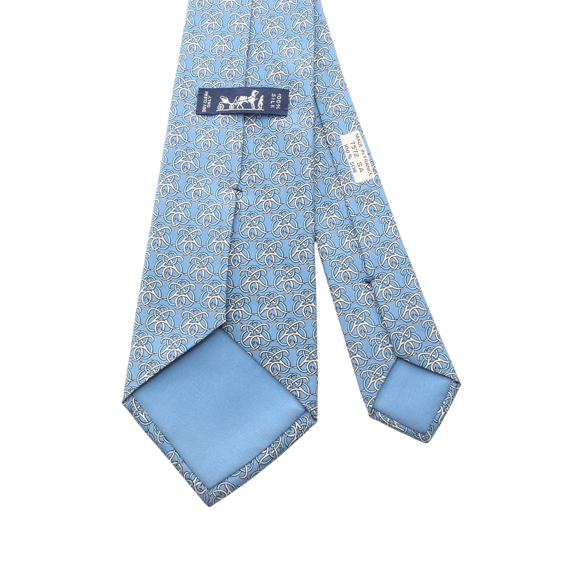 ネクタイ 総柄 シルク ブルー エルメス – RECLO