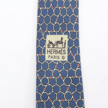 ネクタイ チェーン柄 シルク ネイビー エルメス 財布・小物 HERMES