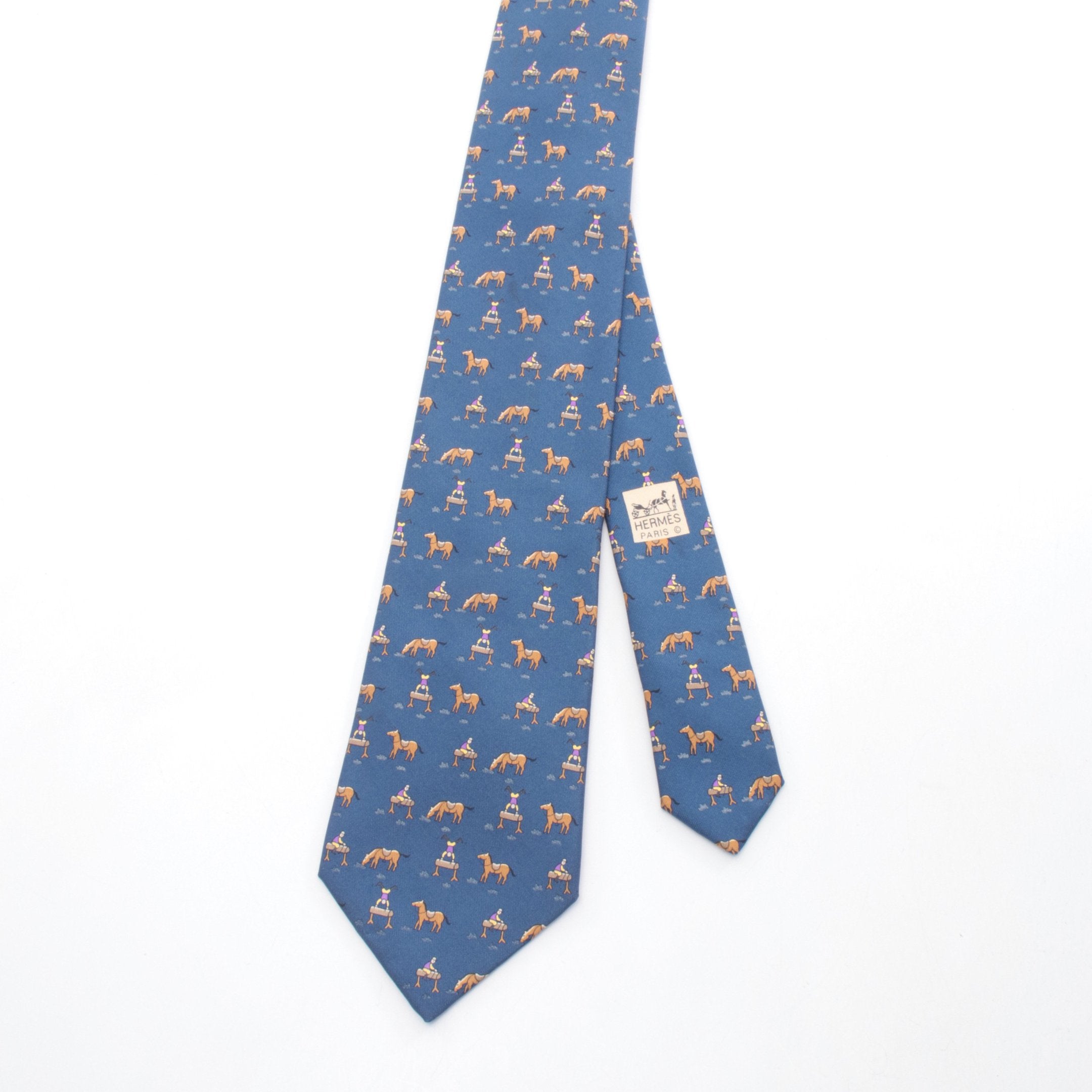ネクタイ 馬柄 シルク ネイビー ブラウン エルメス – RECLO