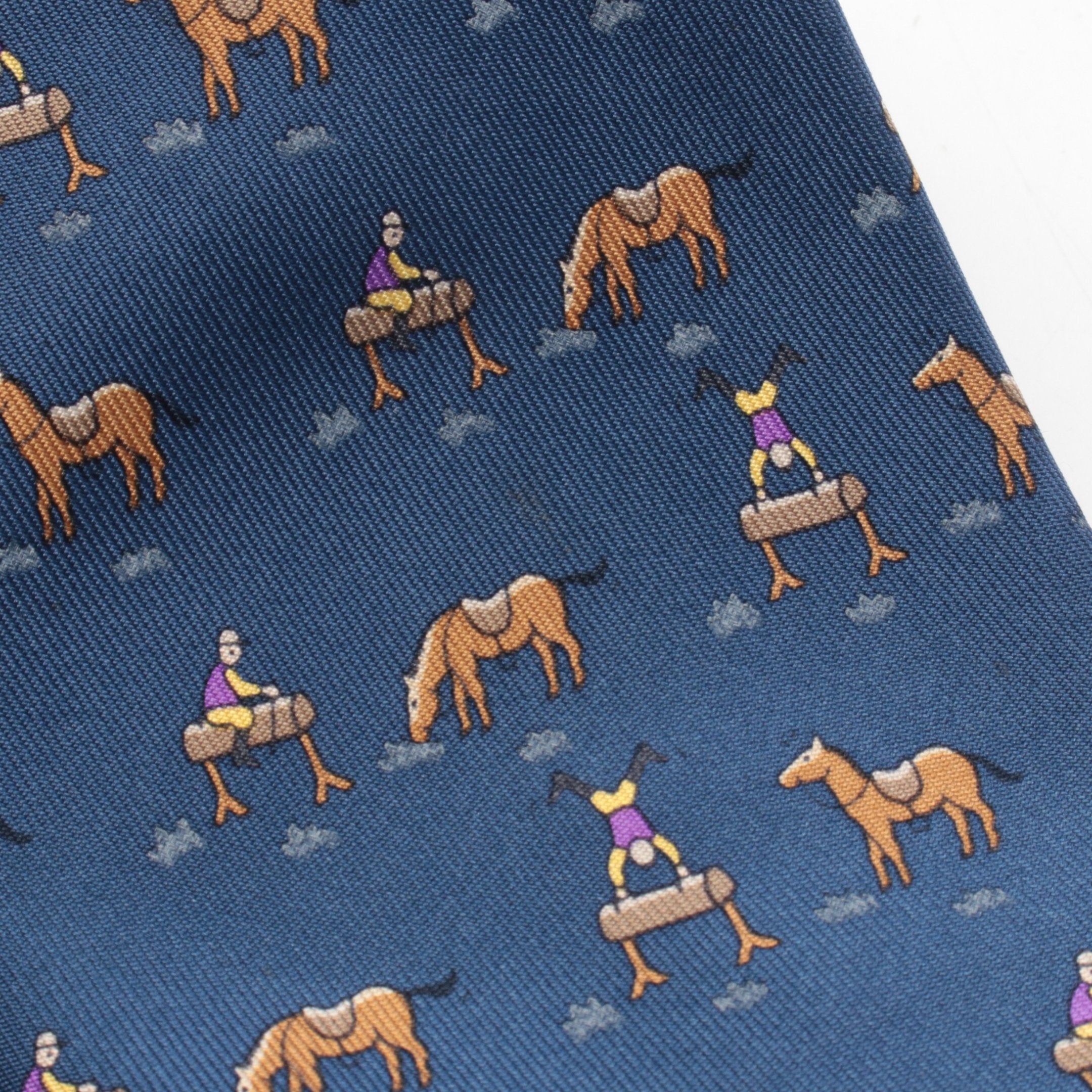 HERMES 完全新品タグ付 ネクタイ 馬とジョッキー 専用ボックス付 ネクタイ 馬柄 シルク ネイビー ブラウン エルメス – RECLO