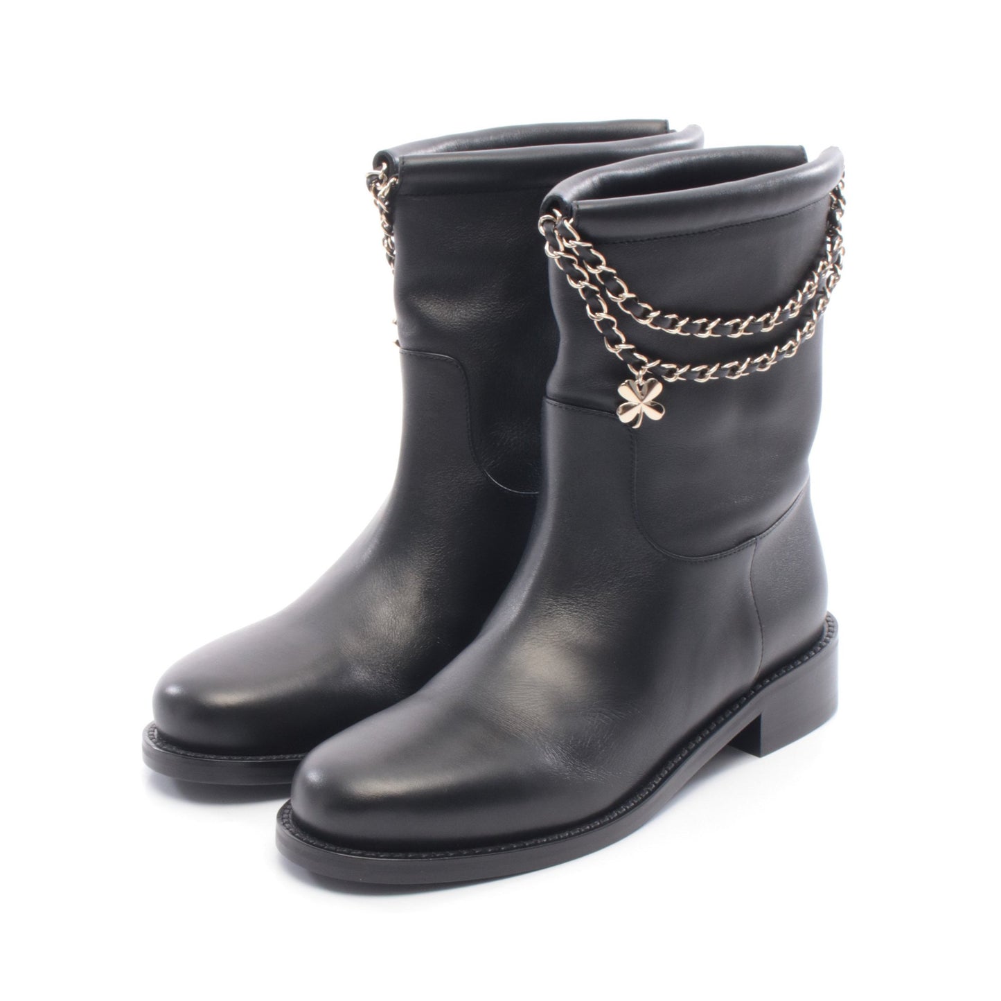 ココマーク Wチェーン ショート ブーツ レザー ブラック 25AW シャネル シューズ CHANEL