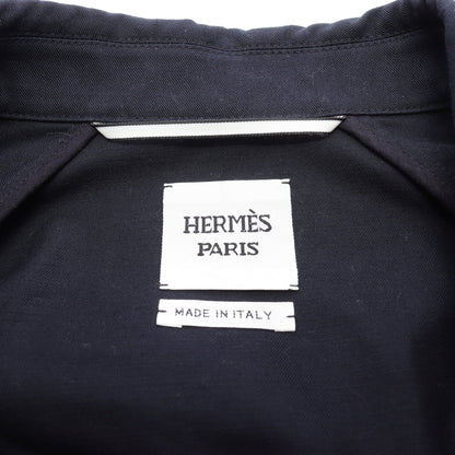 スモッキング ジャケット コットン ネイビー エルメス アウター HERMES