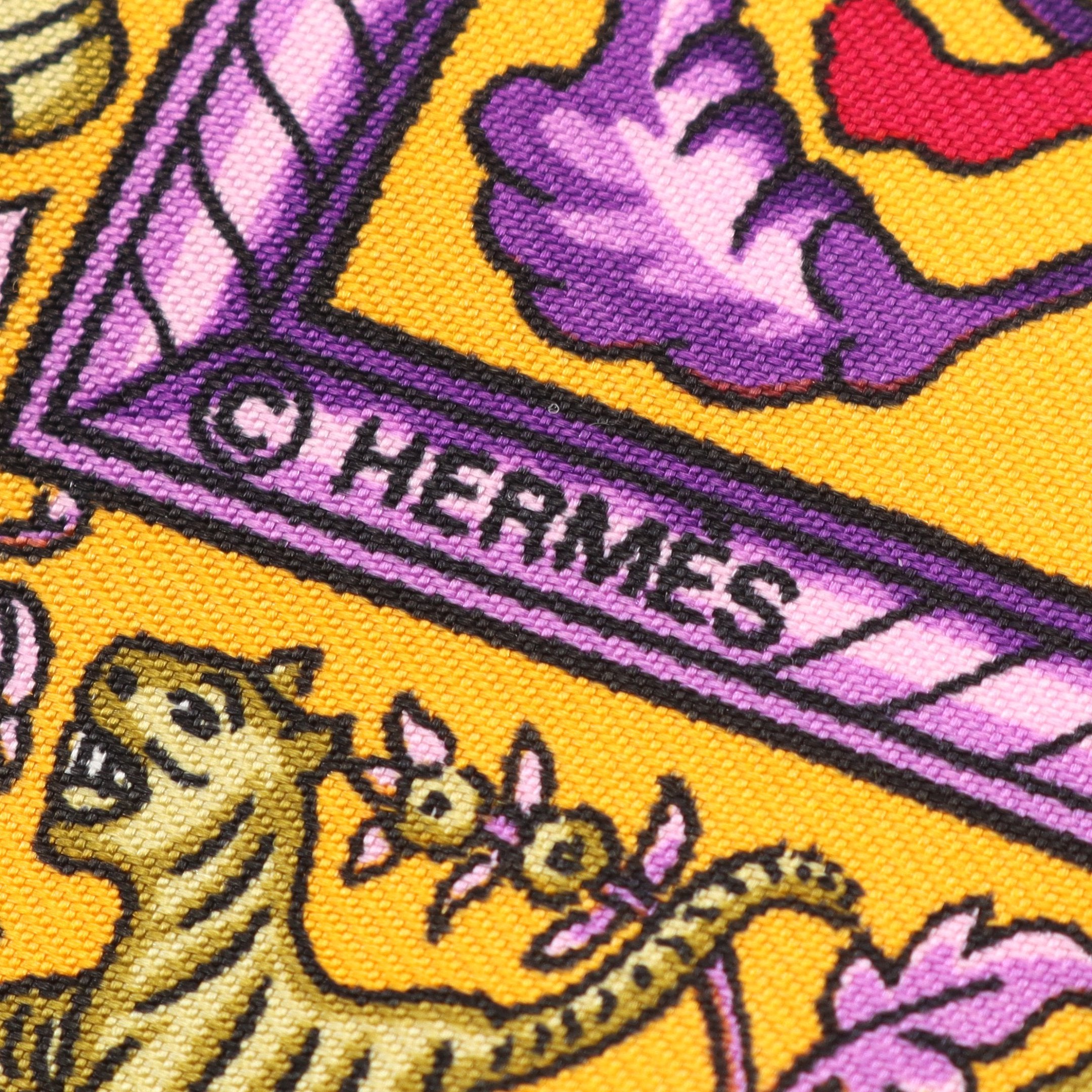 カレ90 CHASSE EN INDE スカーフ シルク オレンジイエロー パープル