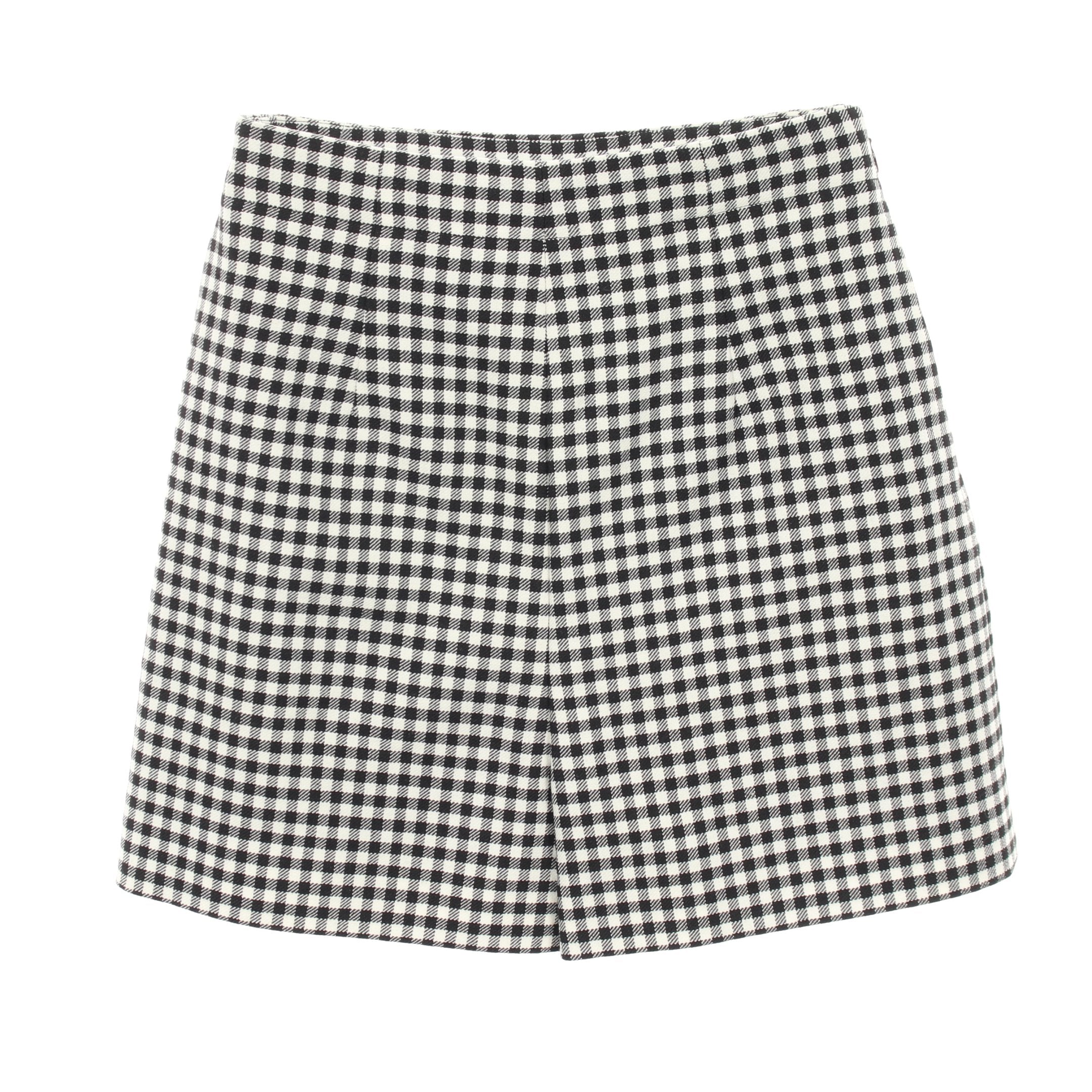 ショート パンツ ギンガムチェック ウール ブラック ホワイト