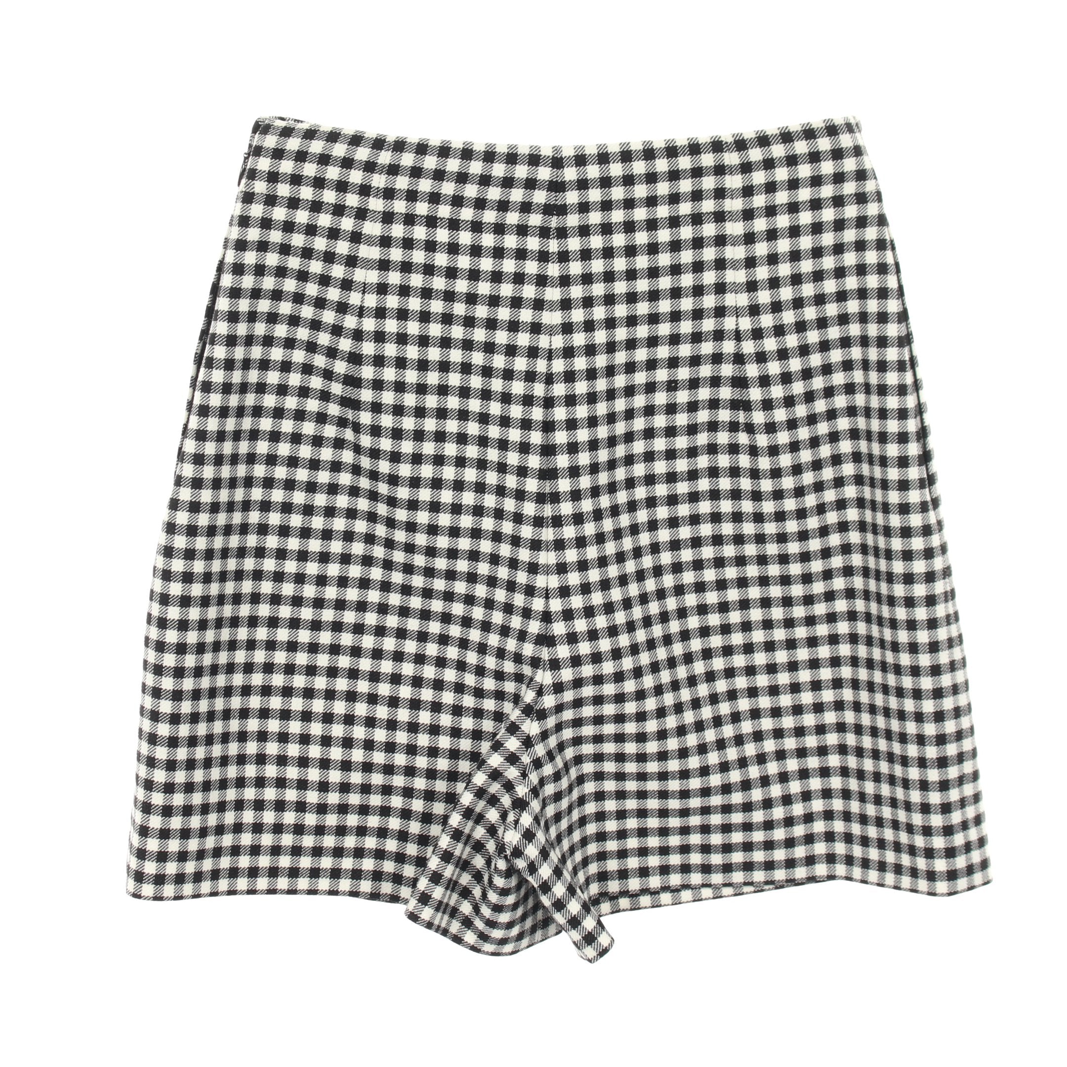 ショート パンツ ギンガムチェック ウール ブラック ホワイト