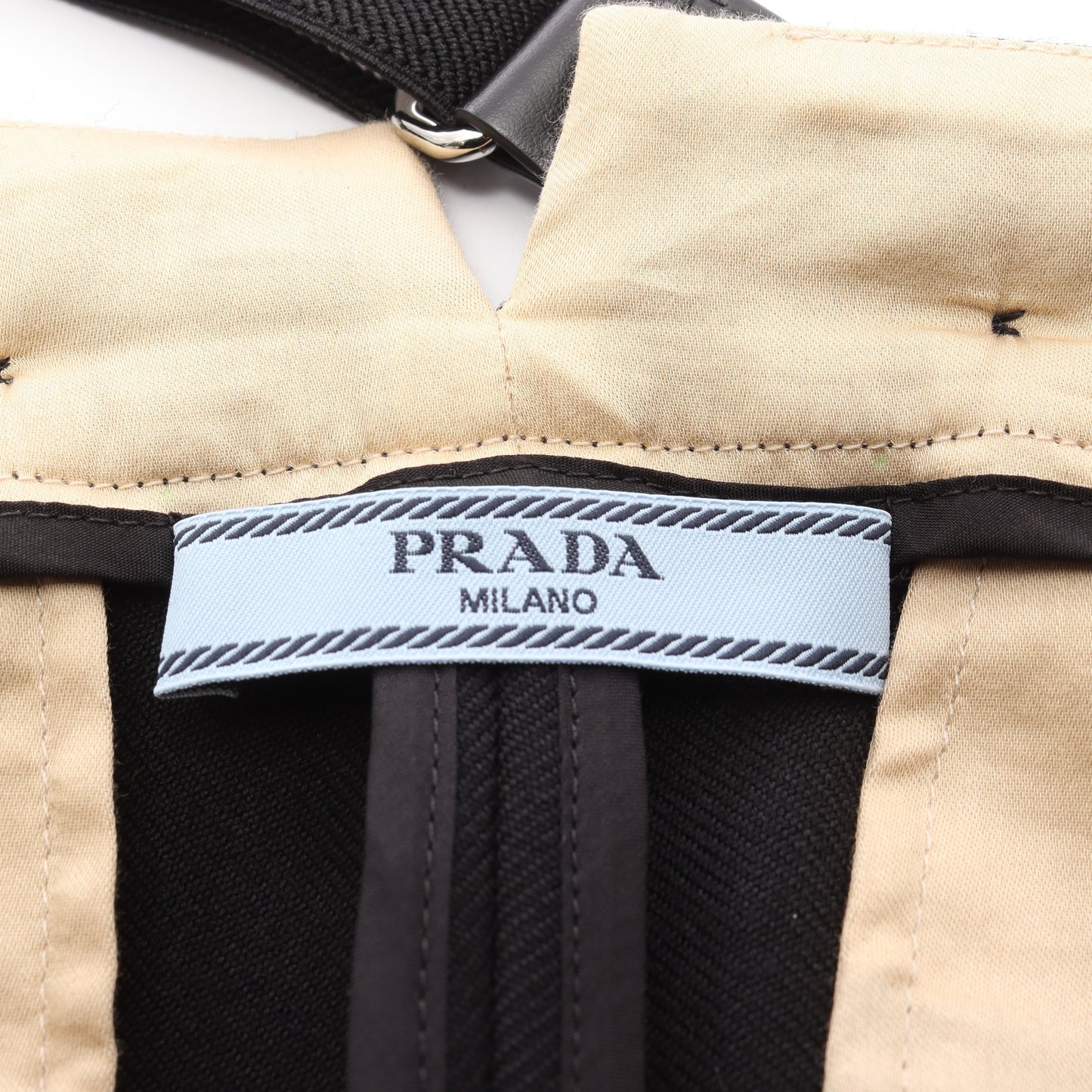 バックレス サスペンダー ギャバジンミニドレス ジャンパースカート ウール ブラック プラダ ワンピース PRADA