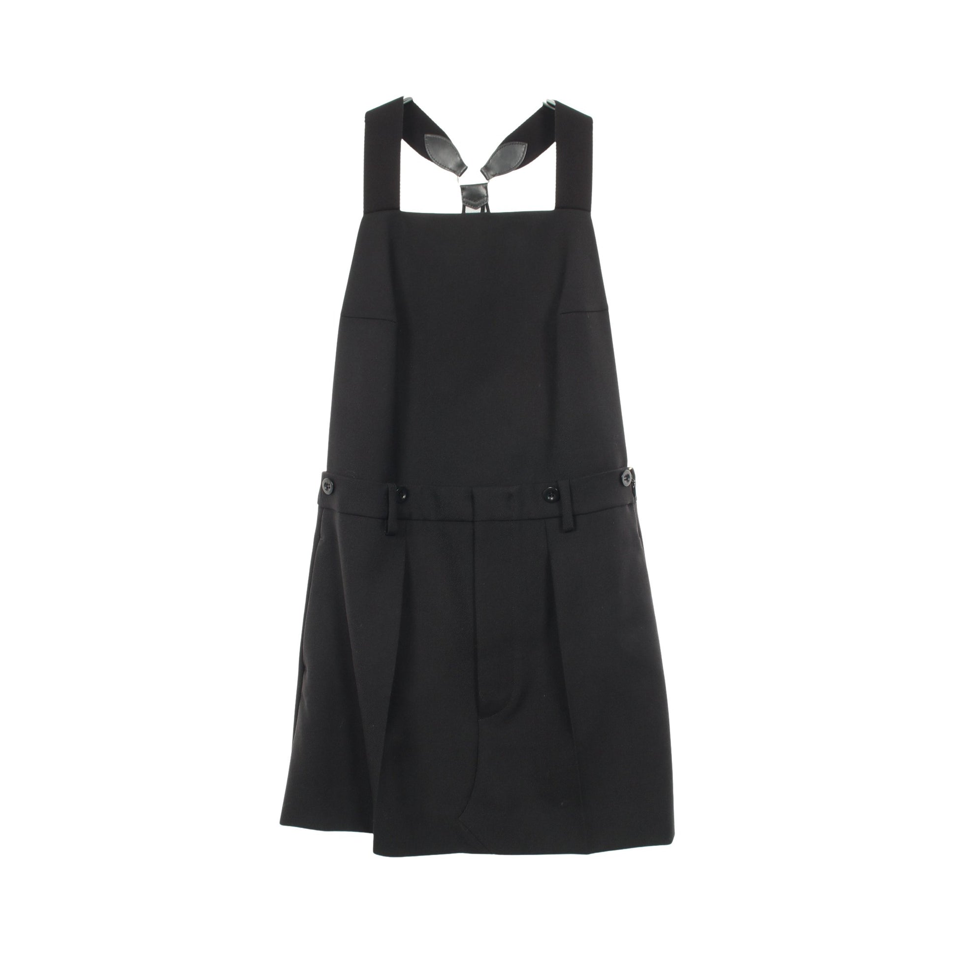 バックレス サスペンダー ギャバジンミニドレス ジャンパースカート ウール ブラック プラダ ワンピース PRADA