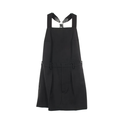バックレス サスペンダー ギャバジンミニドレス ジャンパースカート ウール ブラック プラダ ワンピース PRADA