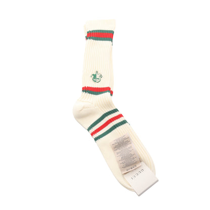 ウェブストライプ ソックス 靴下 小物 コットン アイボリー グリーン レッド グッチ 財布・小物 GUCCI