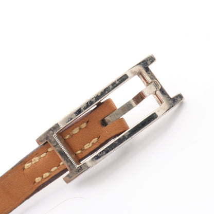 アピ3 タンデム ブレスレット レザー ライトブラウン シルバー □G刻印 エルメス アクセサリー HERMES