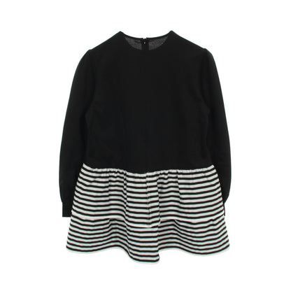 BODER TIERED TOP カットソー ブラック トップス 長袖 ボーダー コットン ブラック ホワイト 切替 ボーダーズアットバルコニー トップス BORDERS at BALCONY