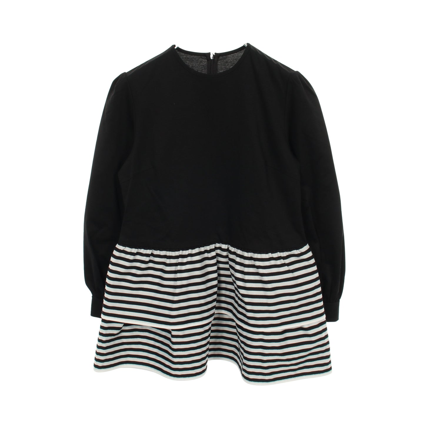 BODER TIERED TOP カットソー ブラック トップス 長袖 ボーダー コットン ブラック ホワイト 切替 ボーダーズアットバルコニー トップス BORDERS at BALCONY