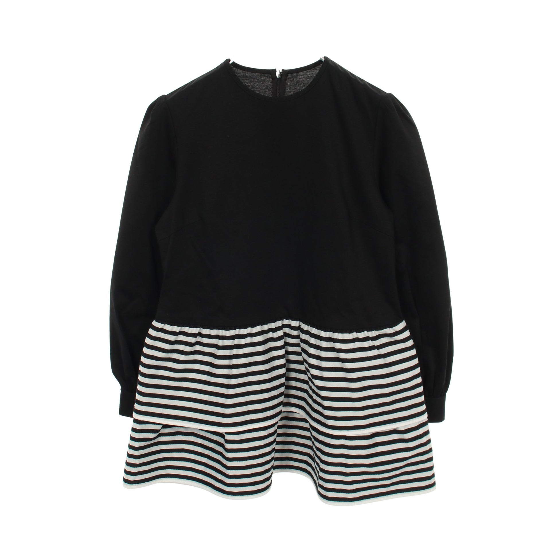 BODER TIERED TOP カットソー ブラック トップス 長袖 ボーダー コットン ブラック ホワイト 切替 ボーダーズアットバルコニー トップス BORDERS at BALCONY