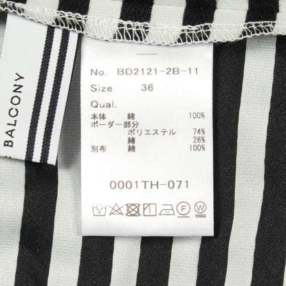 BODER TIERED TOP カットソー ブラック トップス 長袖 ボーダー コットン ブラック ホワイト 切替 ボーダーズアットバルコニー トップス BORDERS at BALCONY