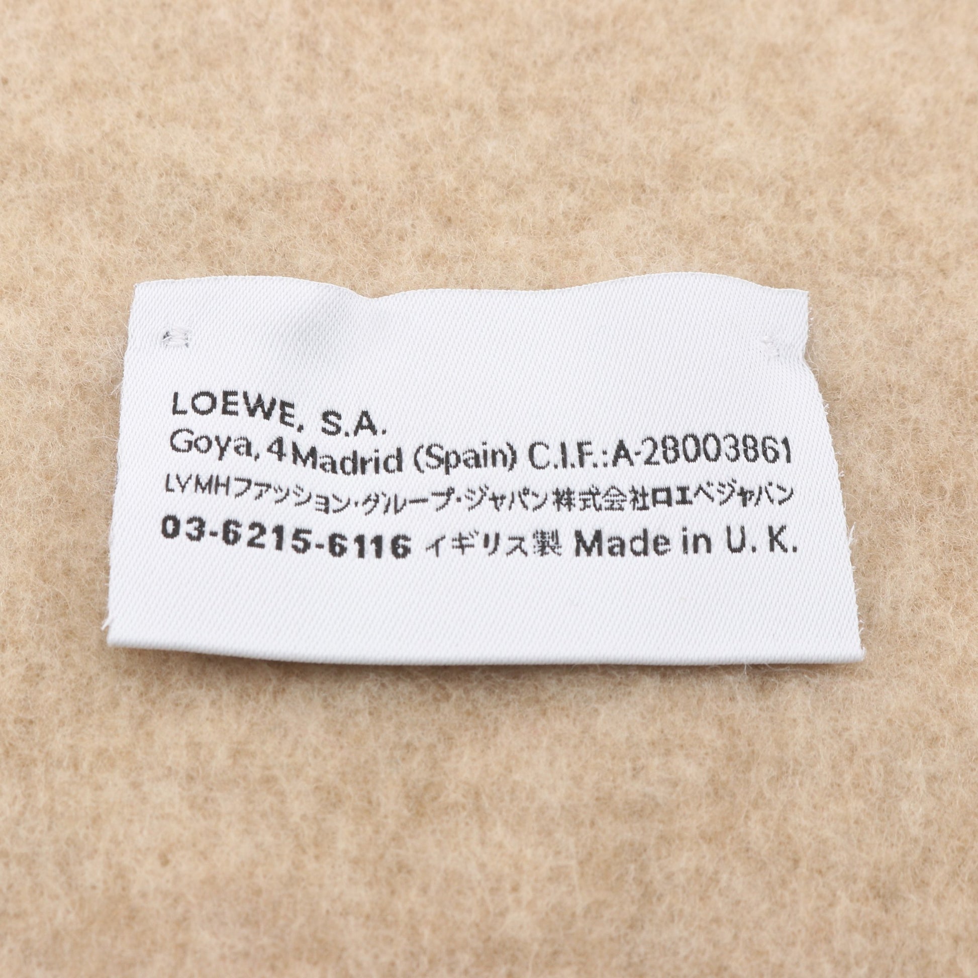 アナグラム マフラー ウール カシミヤ ベージュ オフホワイト ロエベ 財布・小物 LOEWE