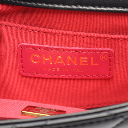 マトラッセ チェーンショルダーバッグ ラムスキン ブラック ゴールド金具 シャネル バッグ CHANEL