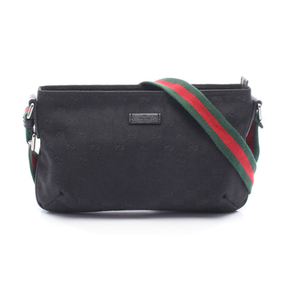 シェリーライン GGキャンバス ショルダーバッグ キャンバス レザー ブラック グッチ バッグ GUCCI