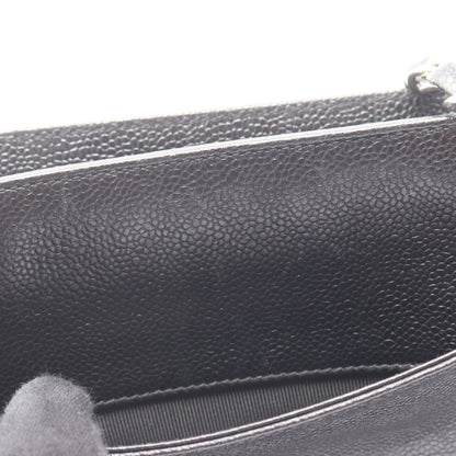 トリプルココマーク チェーンショルダーバッグ キャビアスキン ブラック シルバー金具 シャネル バッグ CHANEL