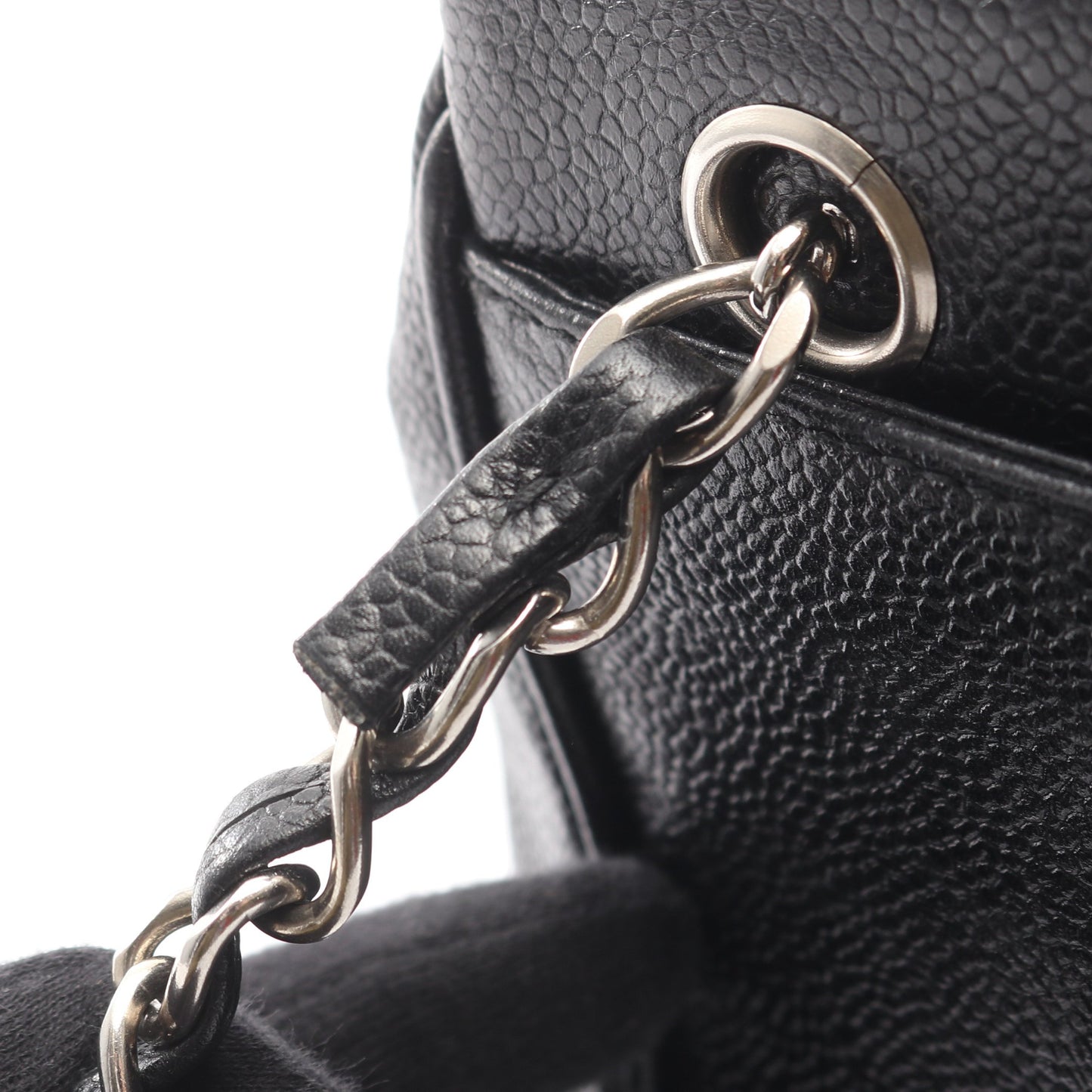 トリプルココマーク チェーンショルダーバッグ キャビアスキン ブラック シルバー金具 シャネル バッグ CHANEL