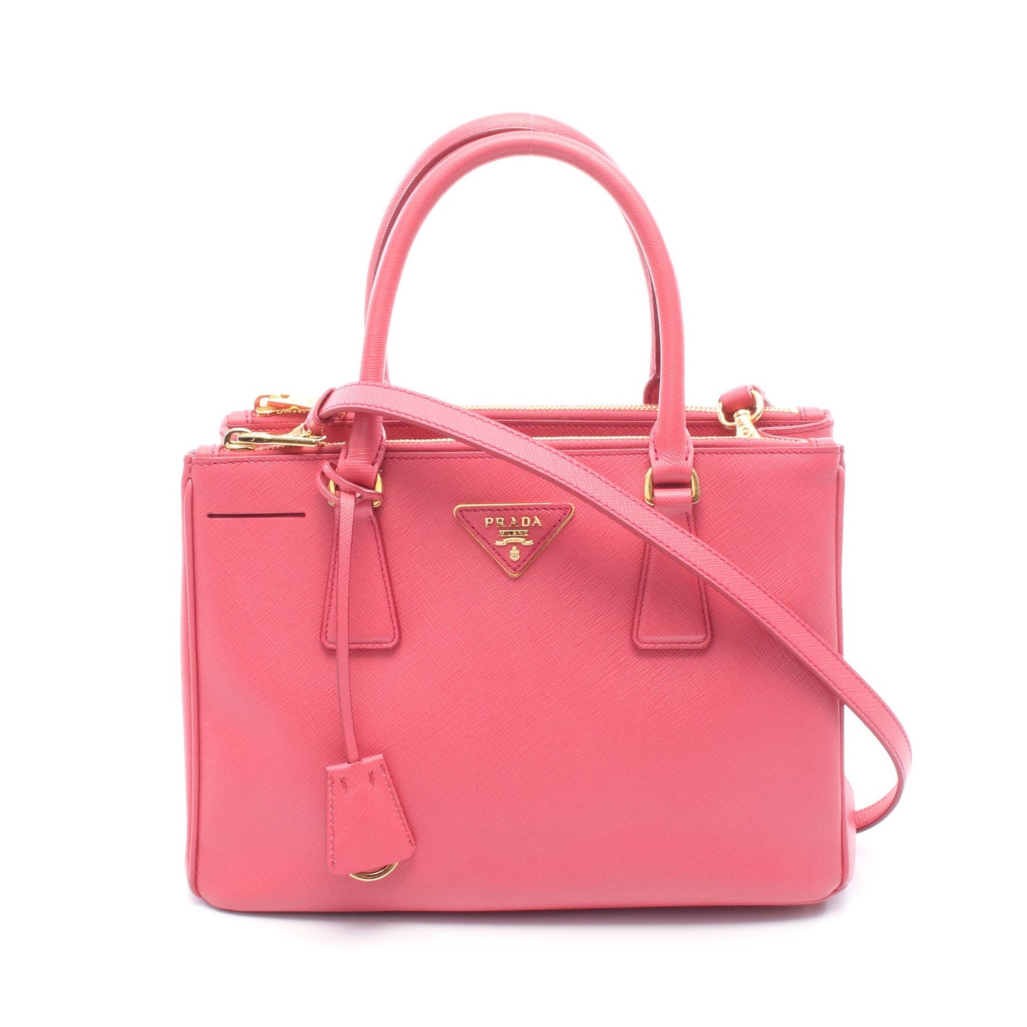 SAFFIANO LUX ガレリア ハンドバッグ サフィアーノレザー ピンク 2WAY プラダ バッグ PRADA
