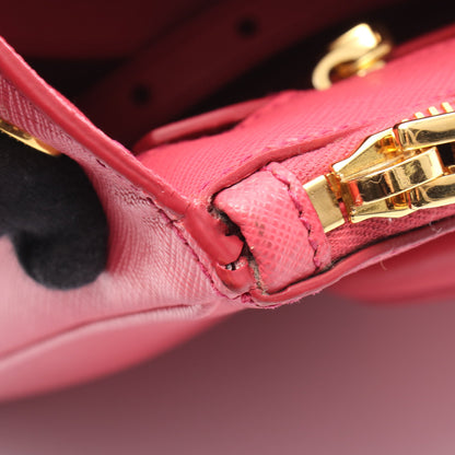 SAFFIANO LUX ガレリア ハンドバッグ サフィアーノレザー ピンク 2WAY プラダ バッグ PRADA