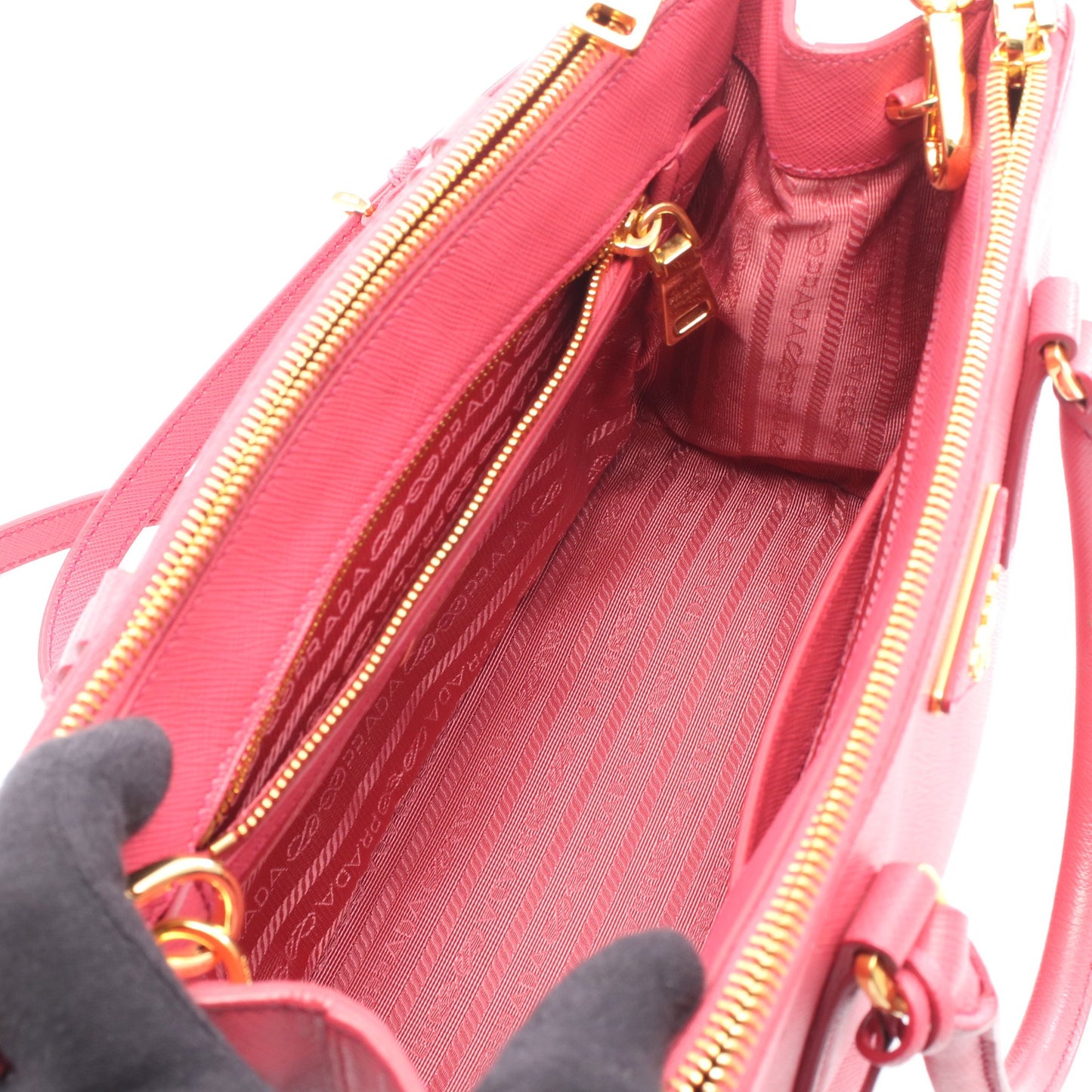 SAFFIANO LUX ガレリア ハンドバッグ サフィアーノレザー ピンク 2WAY プラダ バッグ PRADA