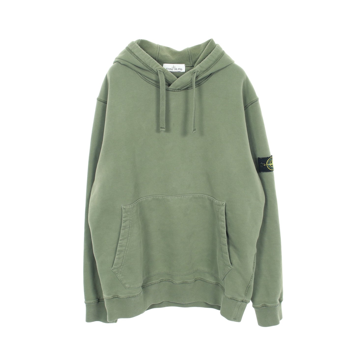 ガーメントダイ プルオーバーパーカー コットン カーキグリーン 裏起毛 ストーンアイランド トップス Stone Island