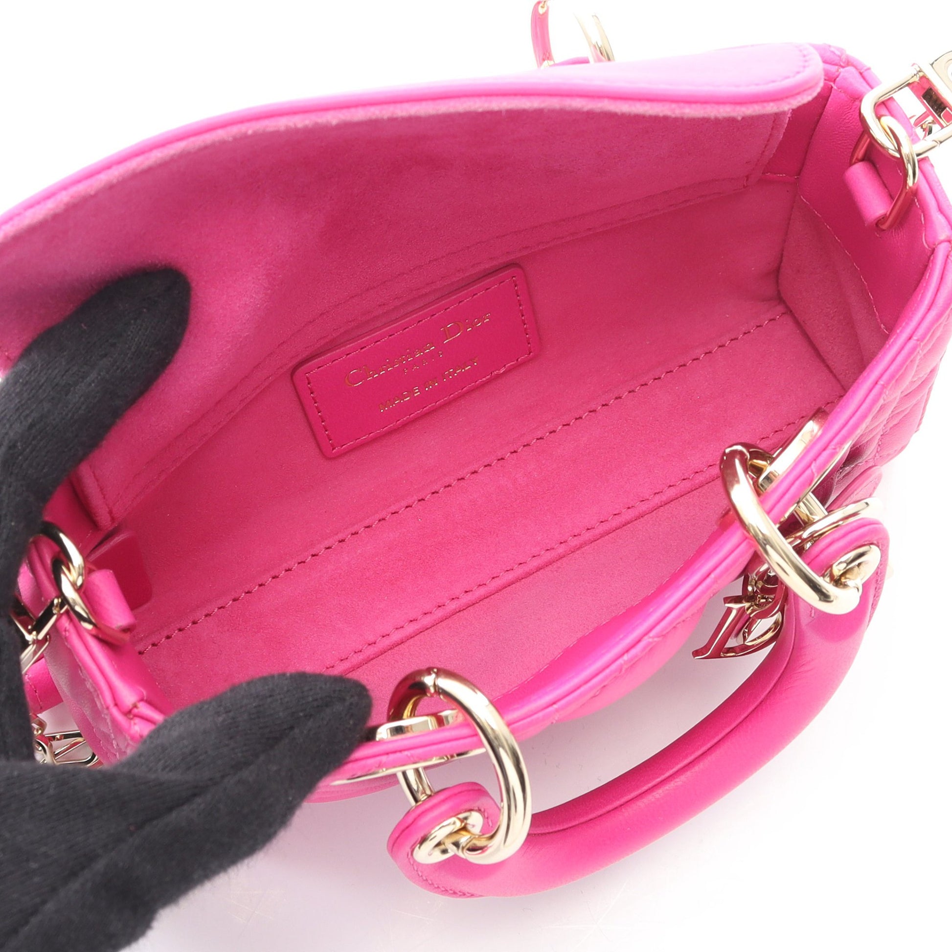 LADY D-JOY マイクロ カナージュ ハンドバッグ レザー ピンクパープル 2WAY クリスチャンディオール バッグ Christian Dior