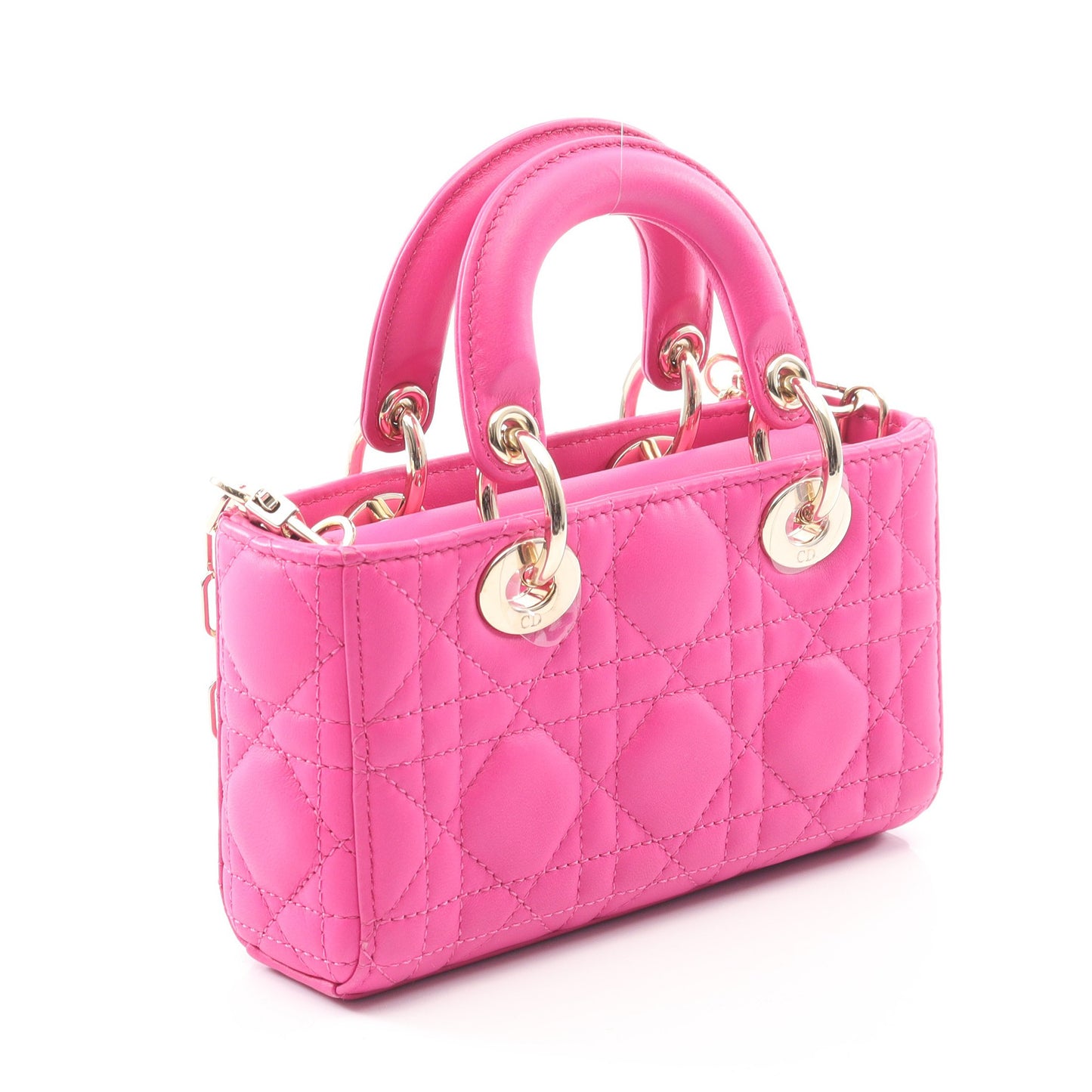 LADY D-JOY マイクロ カナージュ ハンドバッグ レザー ピンクパープル 2WAY クリスチャンディオール バッグ Christian Dior