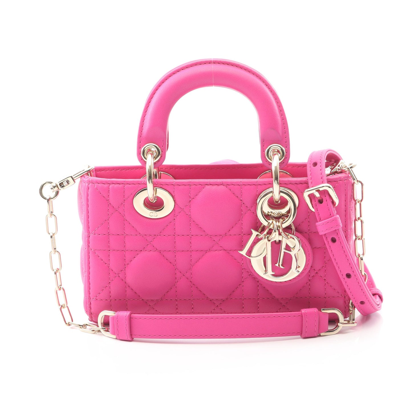 LADY D-JOY マイクロ カナージュ ハンドバッグ レザー ピンクパープル 2WAY クリスチャンディオール バッグ Christian Dior