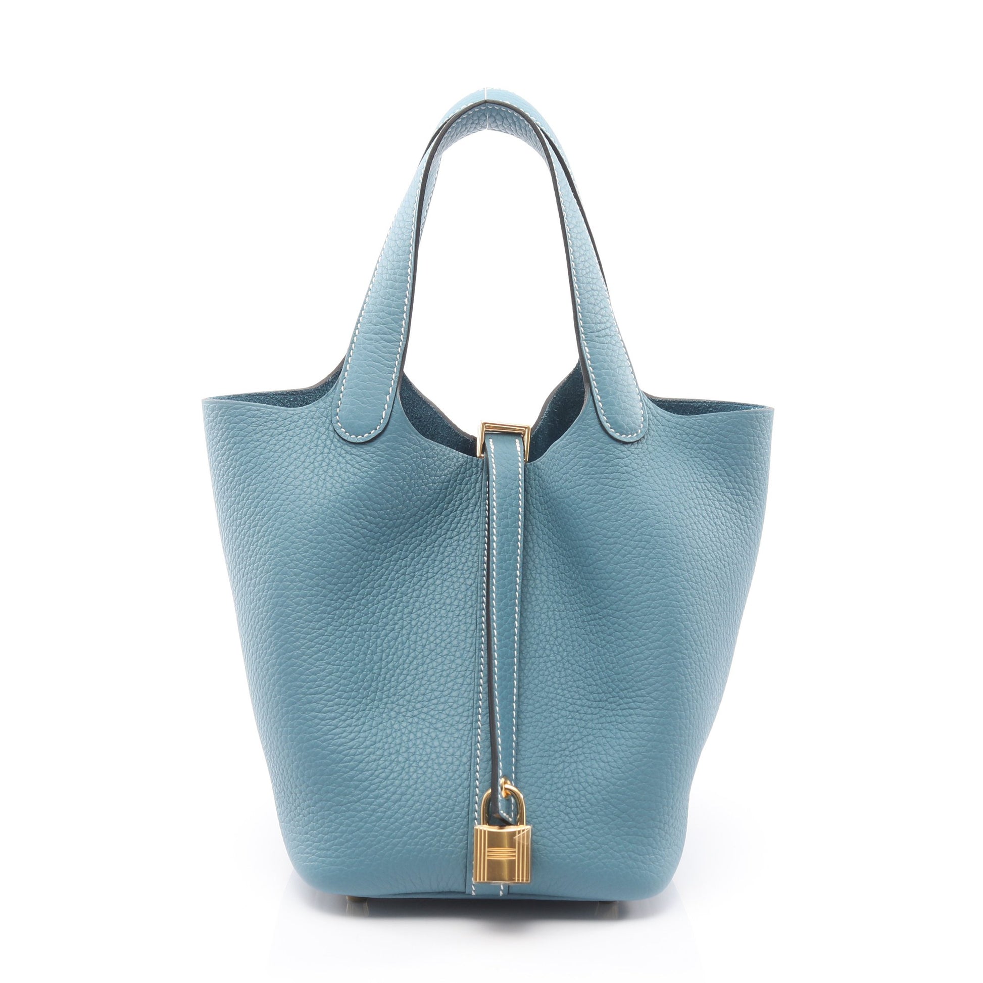 ピコタンロックPM ニューブルージーン ハンドバッグ トリヨンクレマンス ライトブルー ゴールド金具 K刻印 エルメス バッグ HERMES